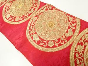 アンティーク　絵皿に花模様織出し袋帯（着用可）